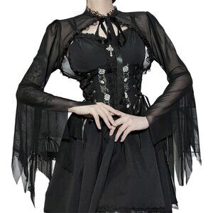 Women Black 1 Bolero Shrug Goth Crop Top Fairy Shrugs for Dresses
